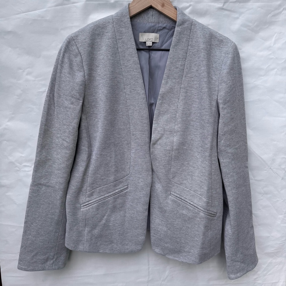 Loft // light grey textured cotton relaxed blazer size 10 aug1